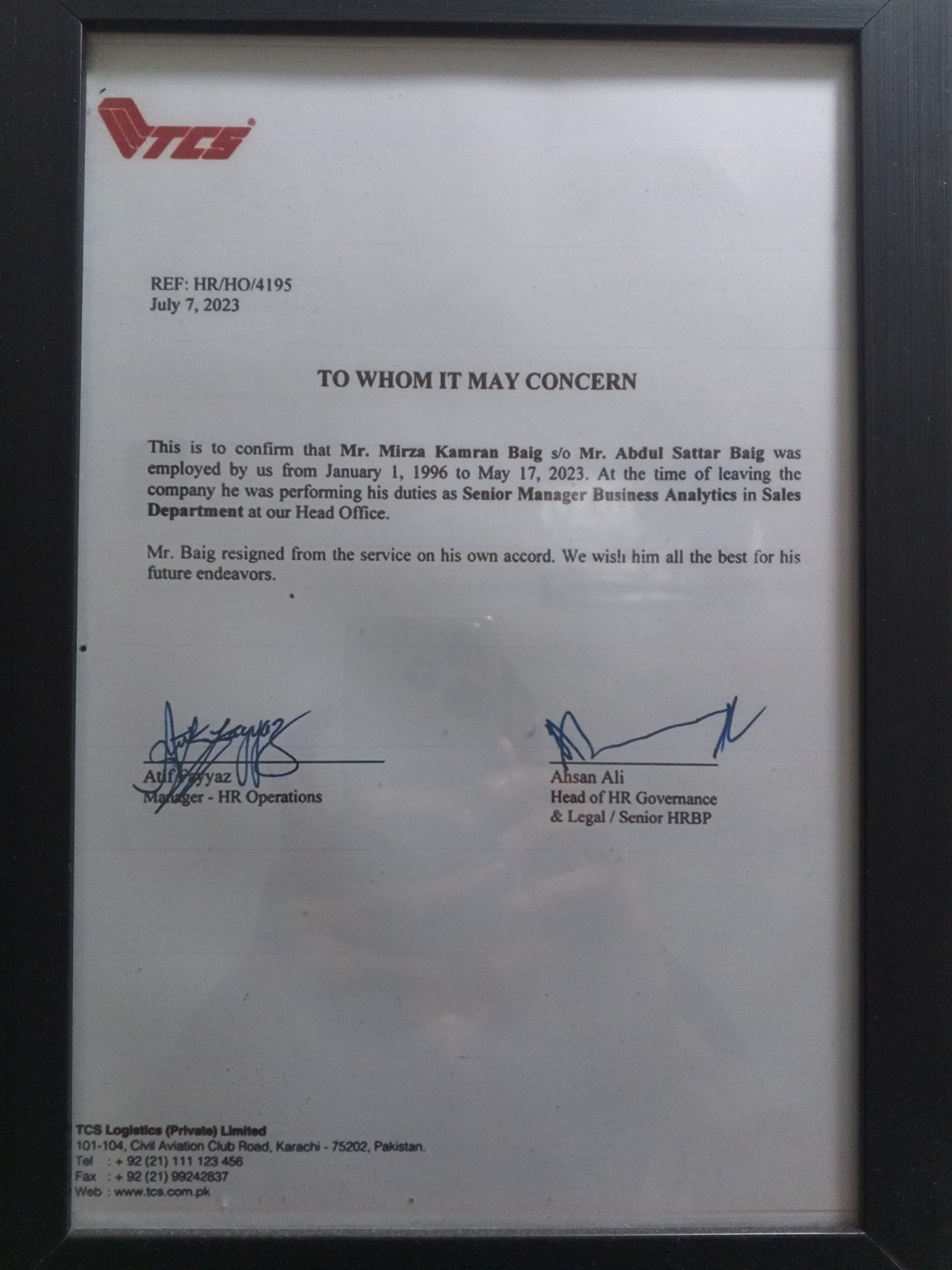 Owner Certificate